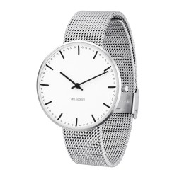 City Hall watch - Ø40mm - brushed steel/white, mesh strap