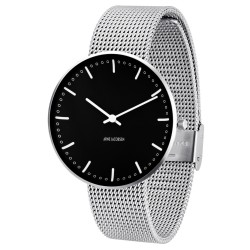 City Hall watch - 40mm - steel/black, steel mesh band