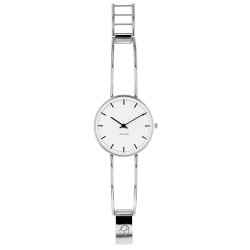 Montre City Hall - Ø34 mm - acier/blanc, bracelet jonc