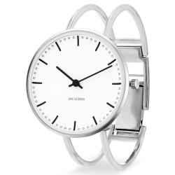 Montre City Hall - Ø34 mm - acier/blanc, bracelet jonc