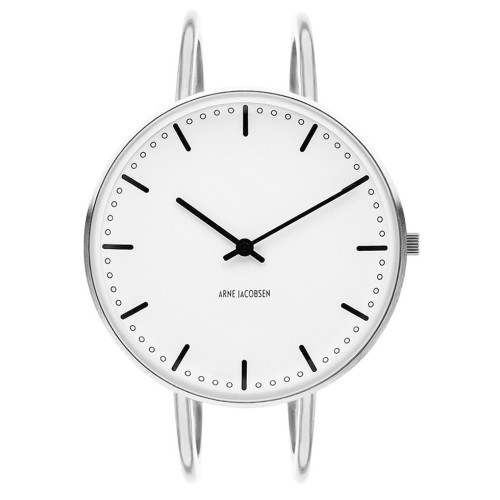 Montre City Hall - Ø34 mm - acier/blanc, bracelet jonc