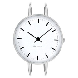 Montre City Hall - Ø30 mm - acier/blanc, bracelet jonc