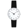 City Hall watch - Ø30mm - brushed steel/white, black leather strap