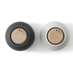 ash, carbon / beech lid - set of 2 Bottle Grinders Small - Audo Copenhagen