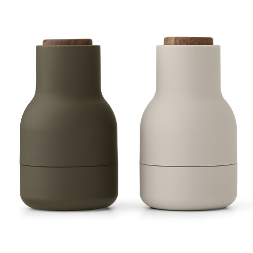 vert hunting, beige  / couvercle noyer - lot de 2 moulins Bottle Grinders Petit - Audo Copenhagen