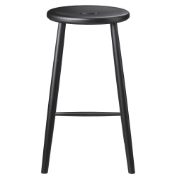 Tabouret de bar J27C - Hauteur 65cm - hêtre peint en noir - FDB Møbler