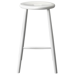 ÉPUISÉ - Tabouret de bar J27C - hauteur 65cm - hêtre peint en blanc - FDB Møbler