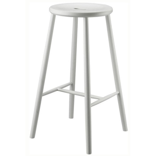 Tabouret de bar J27B - hauteur 75cm - hêtre peint en blanc - FDB Møbler