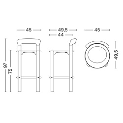 REY bar stool – Golden + Steelcut trio 213 - HAY