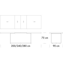 S1071 Table (with two vertical extensions) – 200 x 90 cm - Thonet