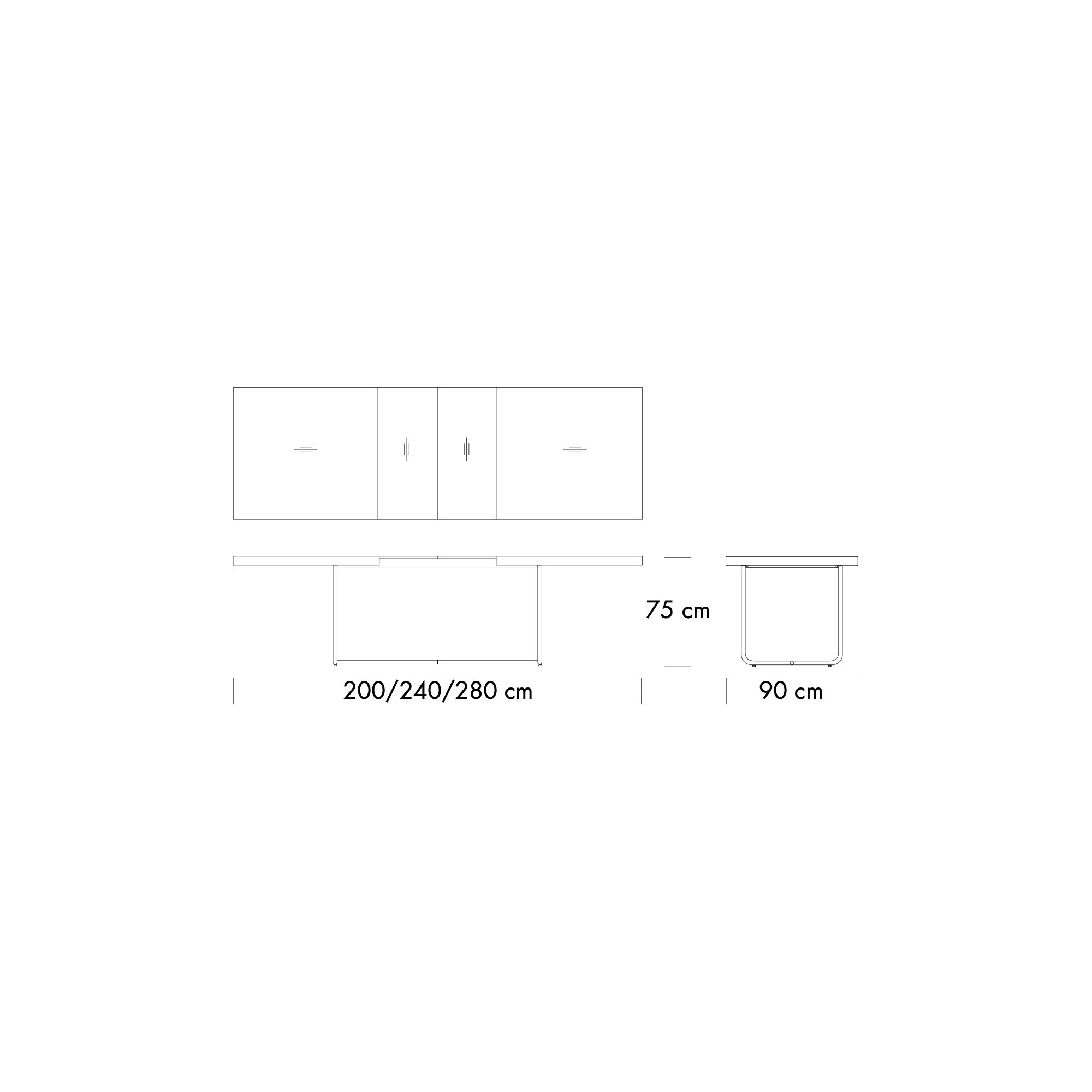 S1071 Table (with two vertical extensions) – 200 x 90 cm - Thonet