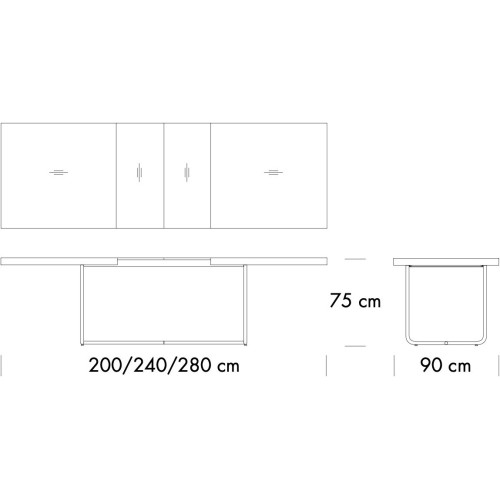 S1071 Table (with two vertical extensions) – 200 x 90 cm - Thonet