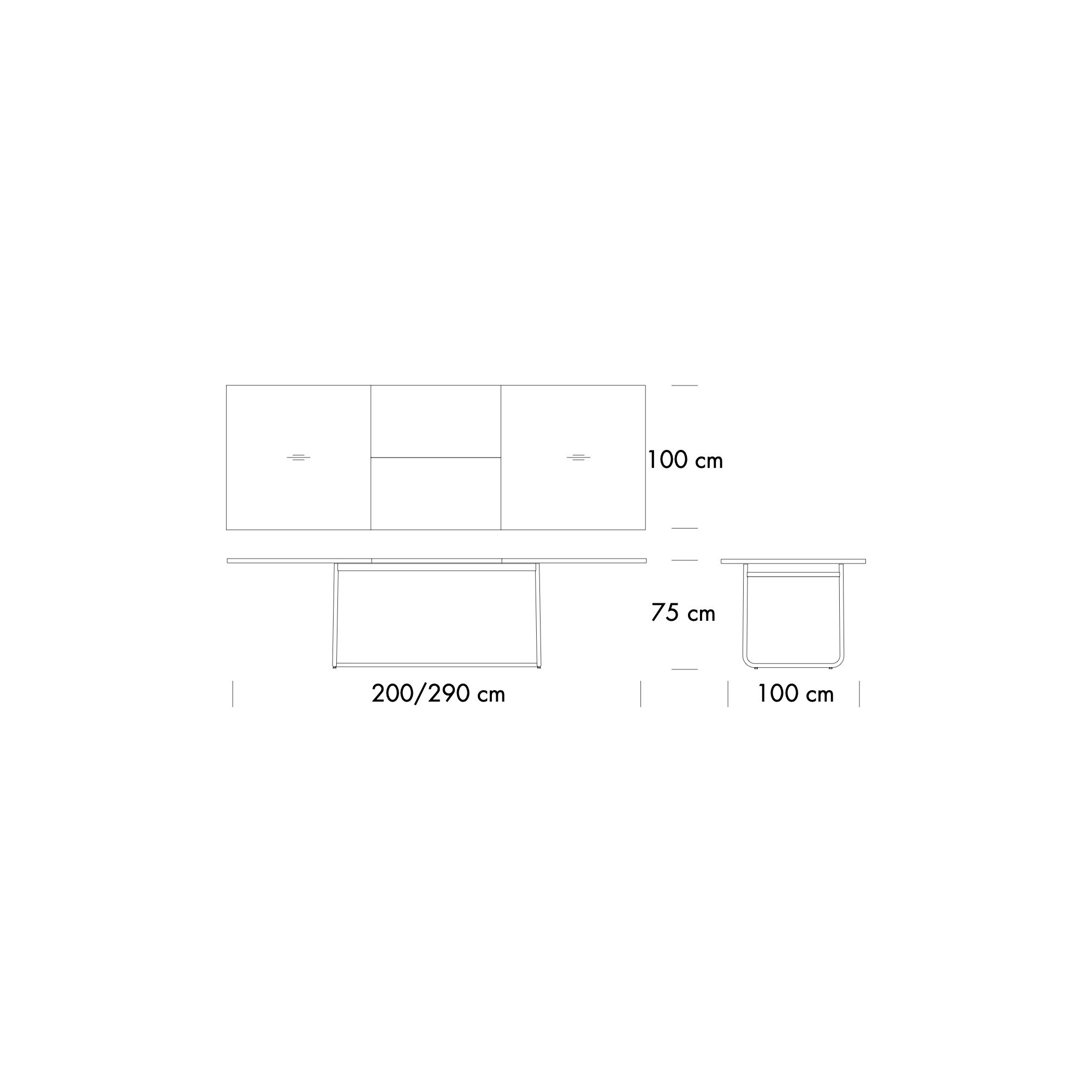 S1072 Table (with horizontal extension) – 200 x 100 cm - Thonet