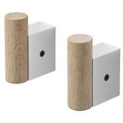 Set of 2  Attach hook - Oak / aluminum - Muuto