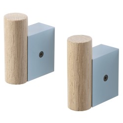 Set of 2  Attach hook - Oak / pale blue - Muuto