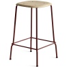 HAY - chêne / rouge Fall - tabouret de bar Soft Edge 30 - piètement métal - hauteur 65cm - HAY