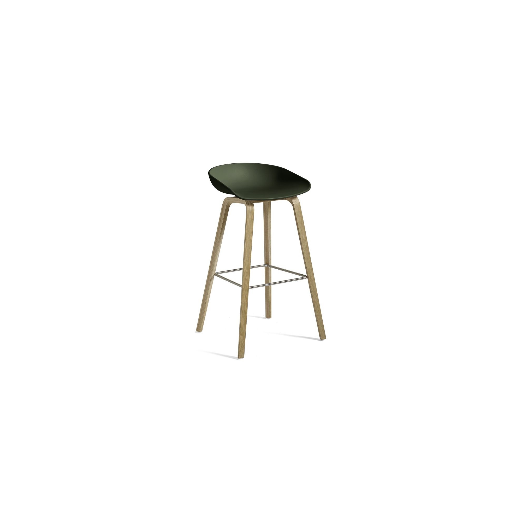 Green shell - oak legs - foot rest steel - height 75cm - HAY