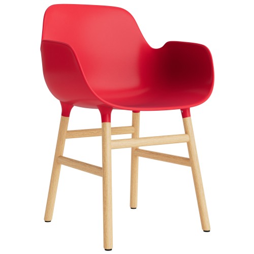 Rouge vif / Chêne – Chaise Form avec accoudoirs - Normann Copenhagen