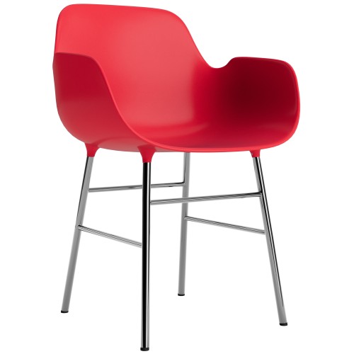 Rouge vif / chrome – Chaise Form avec accoudoirs - Normann Copenhagen