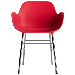 Bright red / chrome – Form Chair with armrests - Normann Copenhagen