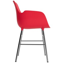 Bright red / chrome – Form Chair with armrests - Normann Copenhagen