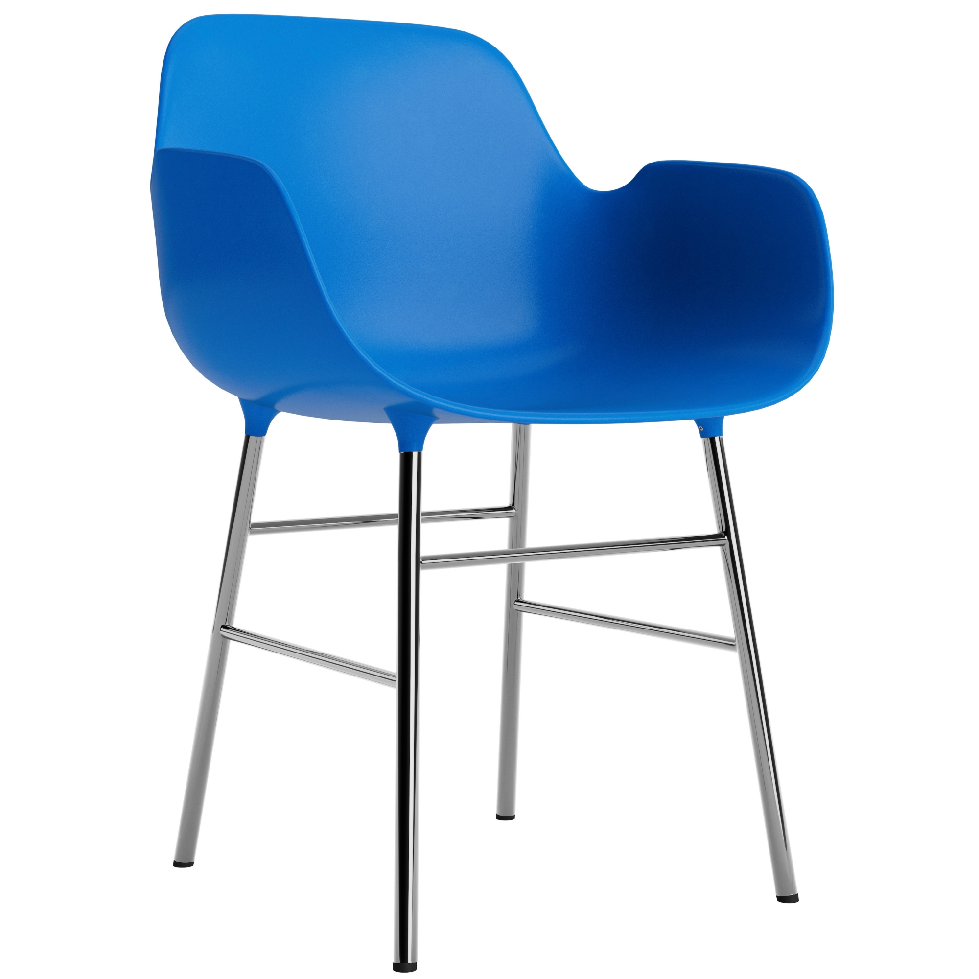 Bright blue / chrome – Form Chair with armrests - Normann Copenhagen