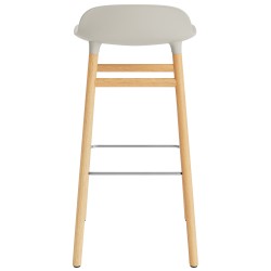 Tabouret de bar Form, pieds bois – Gris clair + Chêne - Normann Copenhagen