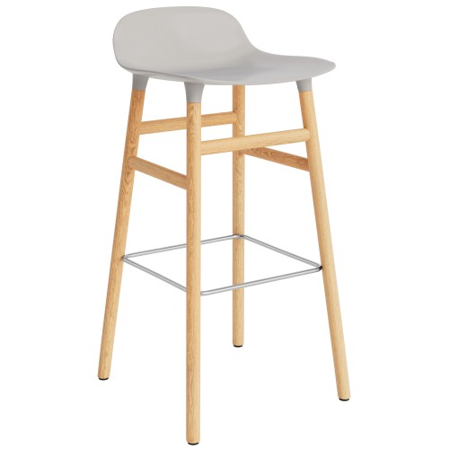 Tabouret de bar Form, pieds bois – Gris chaud + Chêne - Normann Copenhagen