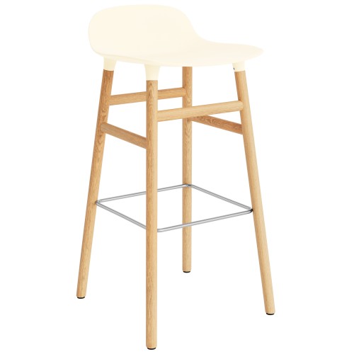 Tabouret de bar Form, pieds bois – Crème + Chêne - Normann Copenhagen