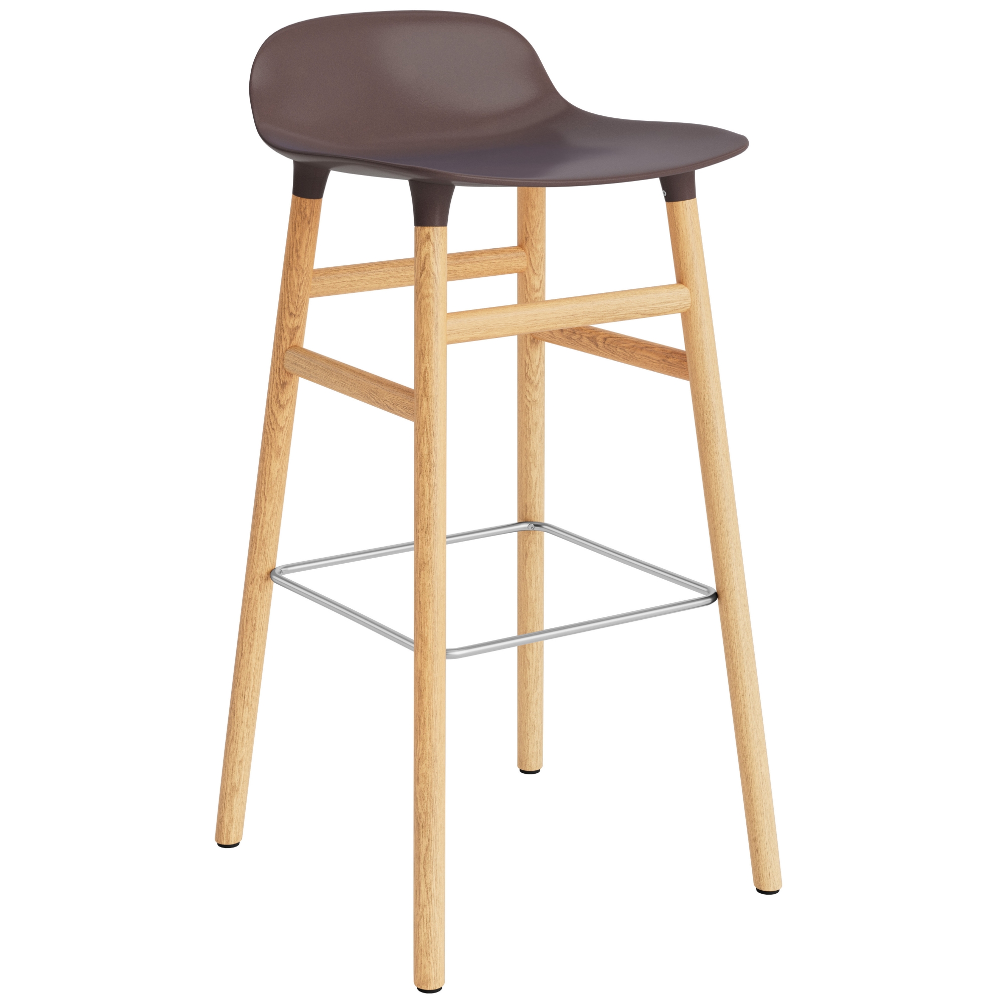 Tabouret de bar Form, pieds bois – Marron + Chêne - Normann Copenhagen