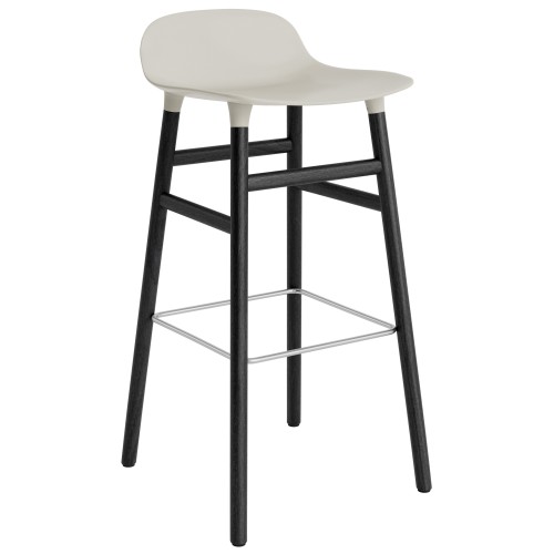 Tabouret de bar Form, pieds bois – Gris clair + Chêne peint en noir - Normann Copenhagen