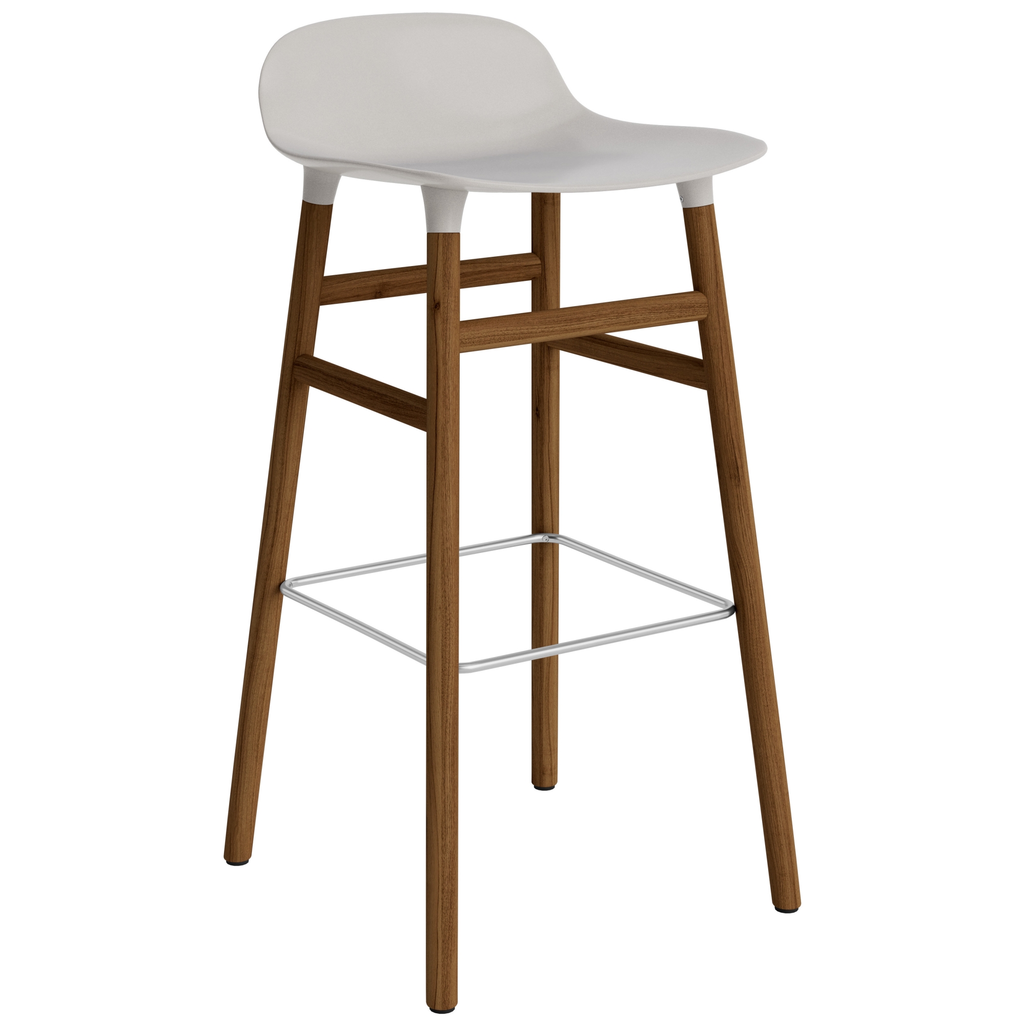 Form Barstool, wood legs – Warm grey + Walnut - Normann Copenhagen