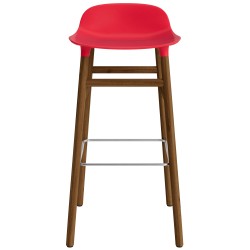 Form Barstool, wood legs – Bright red + Walnut - Normann Copenhagen