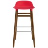 Form Barstool, wood legs – Bright red + Walnut - Normann Copenhagen