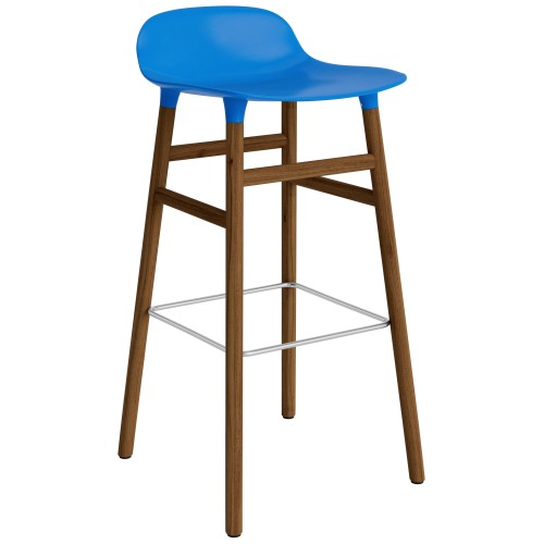 Tabouret de bar Form, pieds bois – Bleu vif + Noyer - Normann Copenhagen