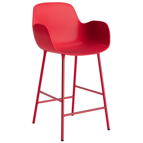 Chaise de bar avec accoudoirs Form - Rouge vif - 65 cm ou 75 cm - Normann Copenhagen