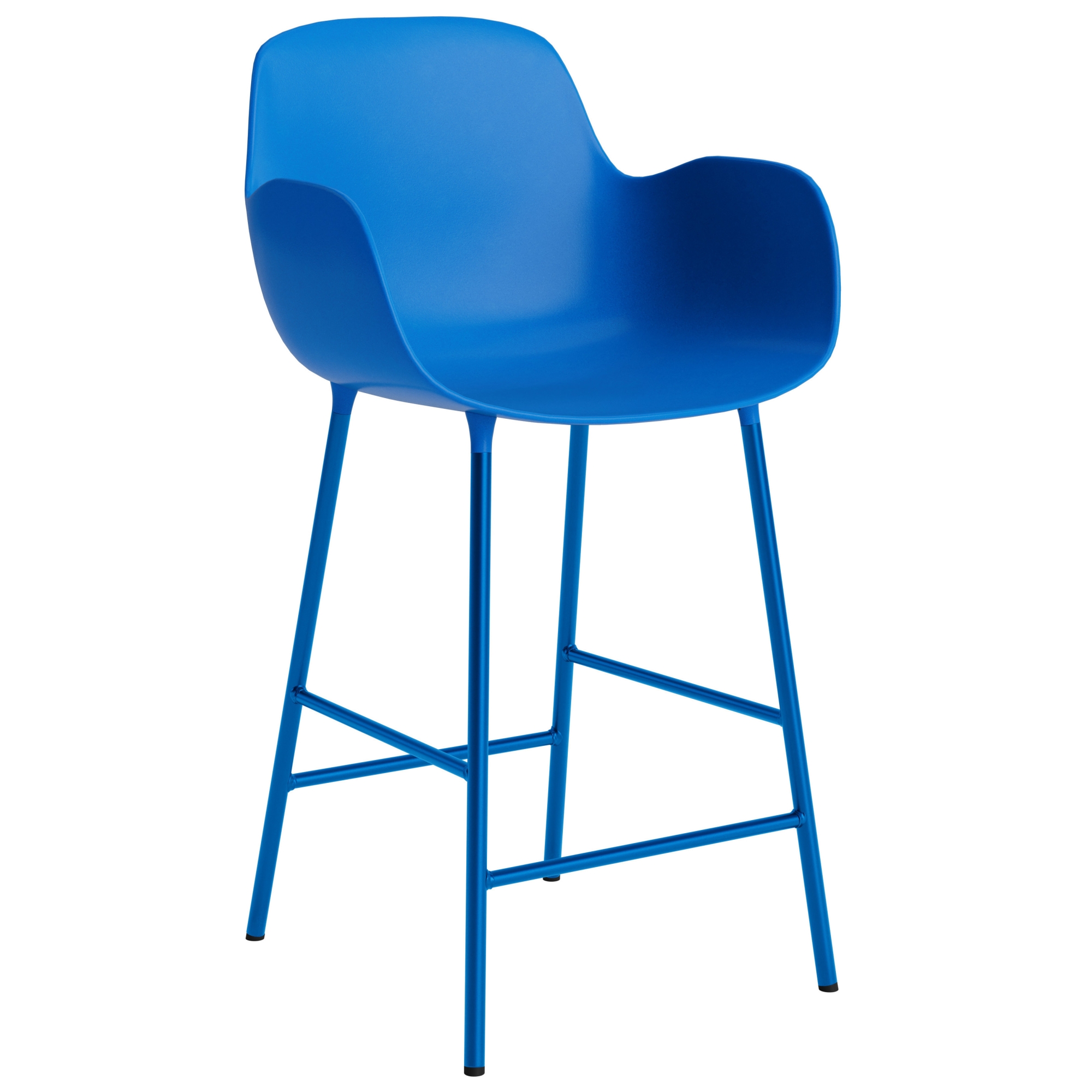 Chaise de bar avec accoudoirs Form - Bleu vif - 65 cm ou 75 cm - Normann Copenhagen