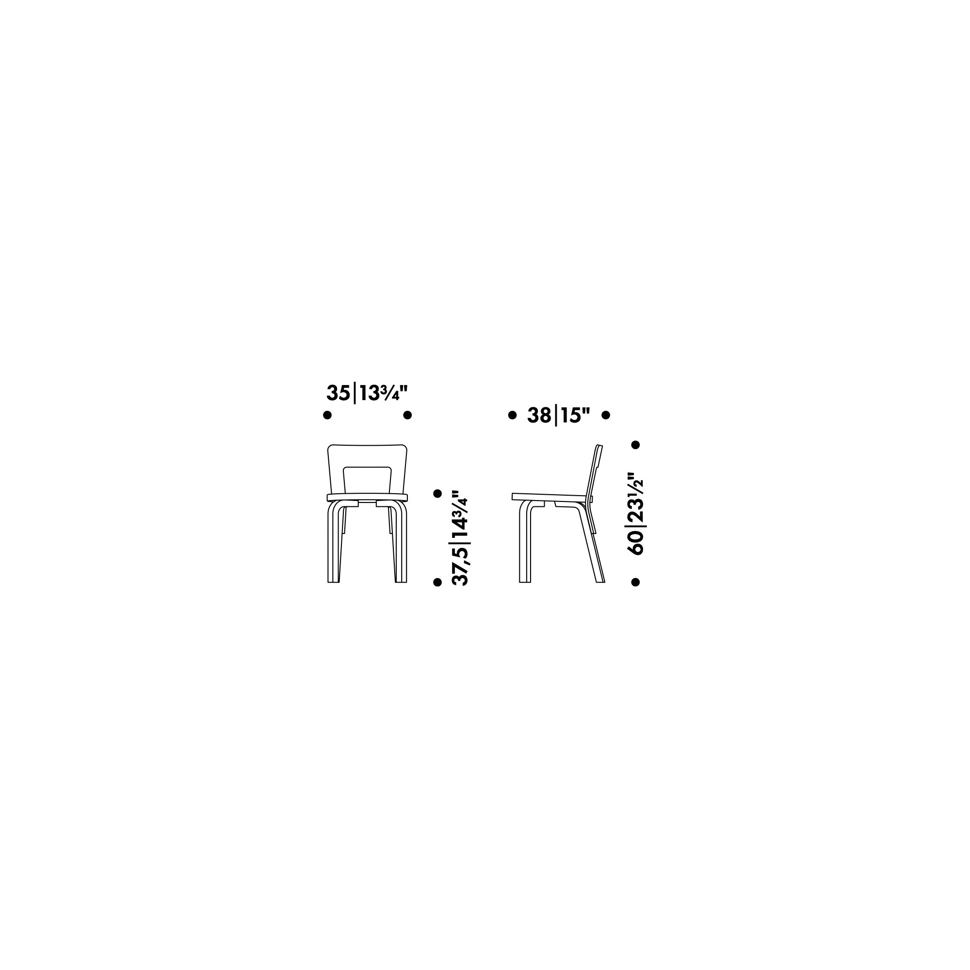 Chaise N65 – Assise rembourrée - Artek