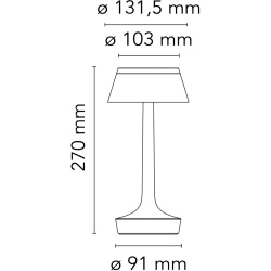 Lampe sans fil Bon Jour Unplugged – Chromé – Couronne Fumée - Flos