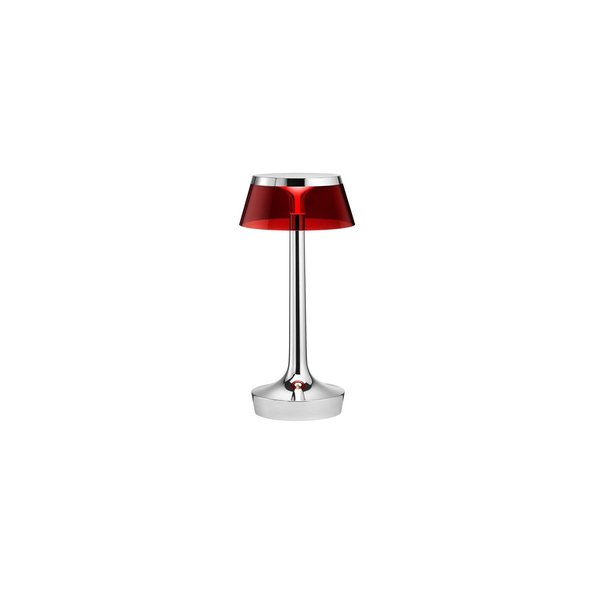 Bon Jour Unplugged cordless lamp – Chrome – Red crown - Flos