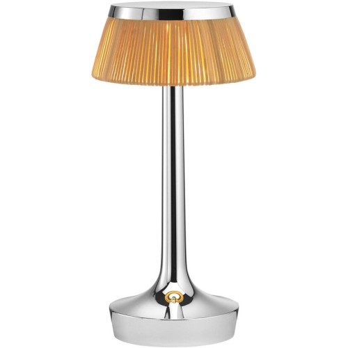 Bon Jour Unplugged cordless lamp – Chrome – Rattan crown - Flos