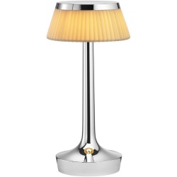 Bon Jour Unplugged cordless lamp – Chrome – Fabric crown - Flos