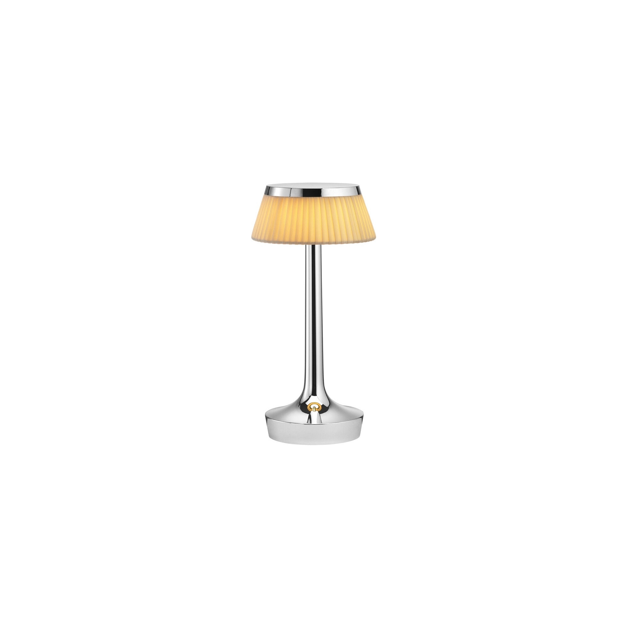 Bon Jour Unplugged cordless lamp – Chrome – Fabric crown - Flos