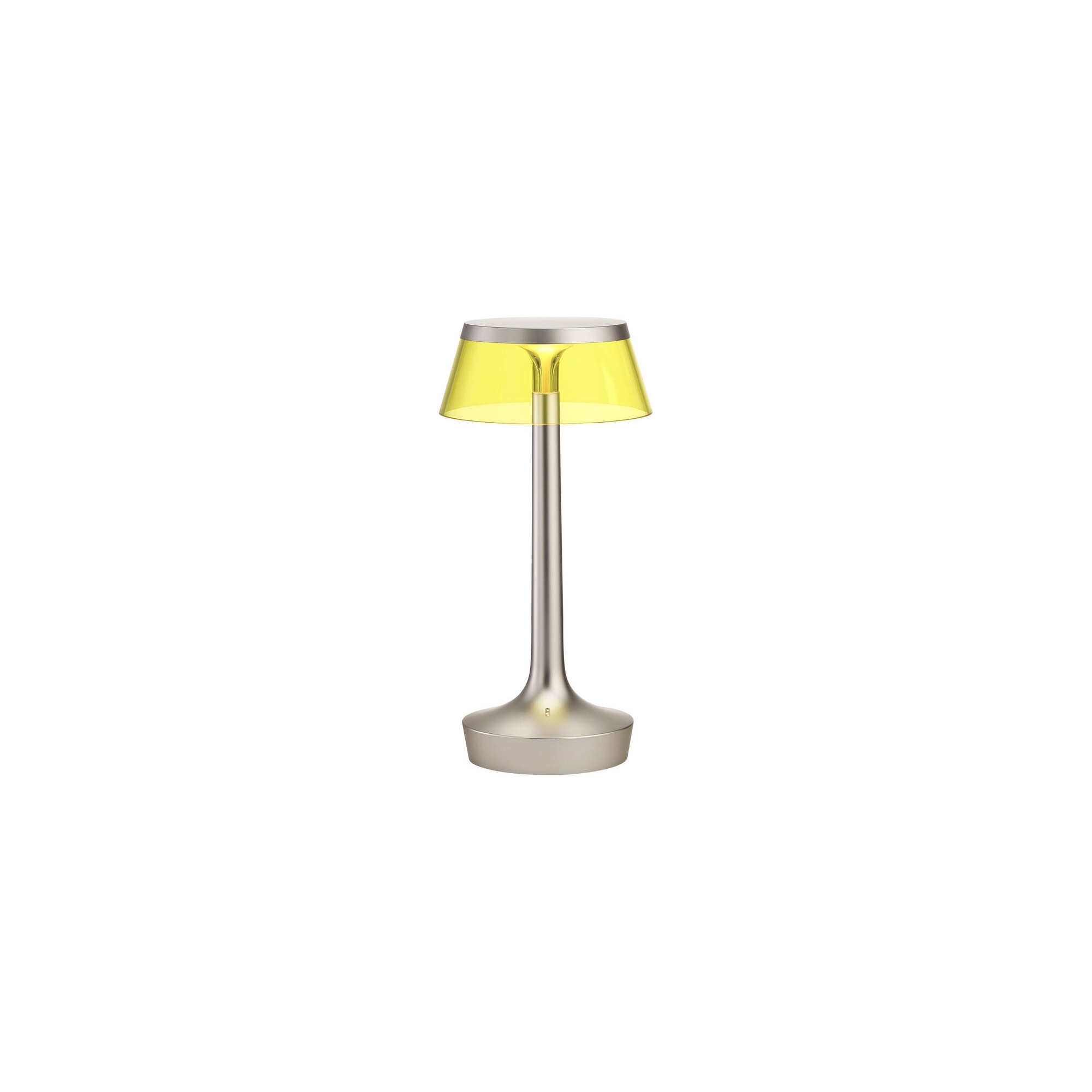 Bon Jour Unplugged cordless lamp – Matt Chrome – Yellow crown - Flos