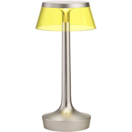 Bon Jour Unplugged cordless lamp – Matt Chrome – Yellow crown - Flos