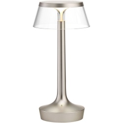 Bon Jour Unplugged cordless lamp – Matt Chrome – Transparent crown - Flos