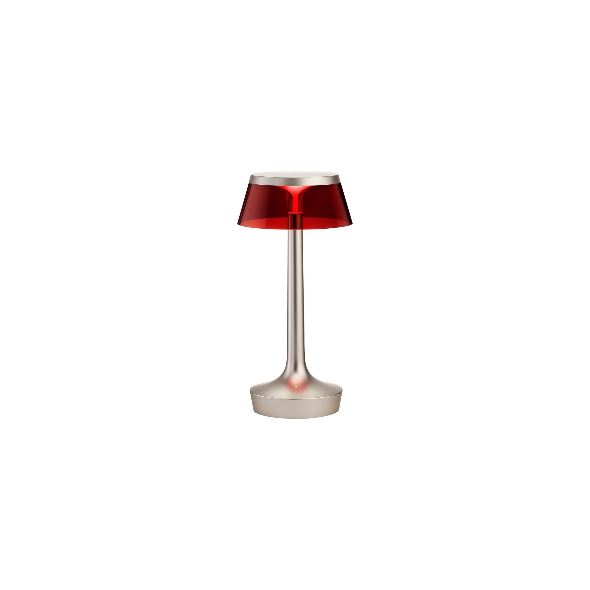 Lampe sans fil Bon Jour Unplugged – Chromé mat – Couronne Rouge - Flos