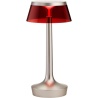 Bon Jour Unplugged cordless lamp – Matt Chrome – Red crown - Flos