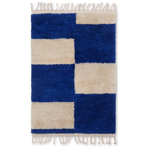 Mara Knotter rug S - Blue / Off-white