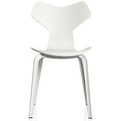 Chaise Grand Prix pied bois – Frêne peint en blanc - Fritz Hansen